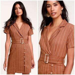 Lulus Brown Striped Dress | Women’s Small